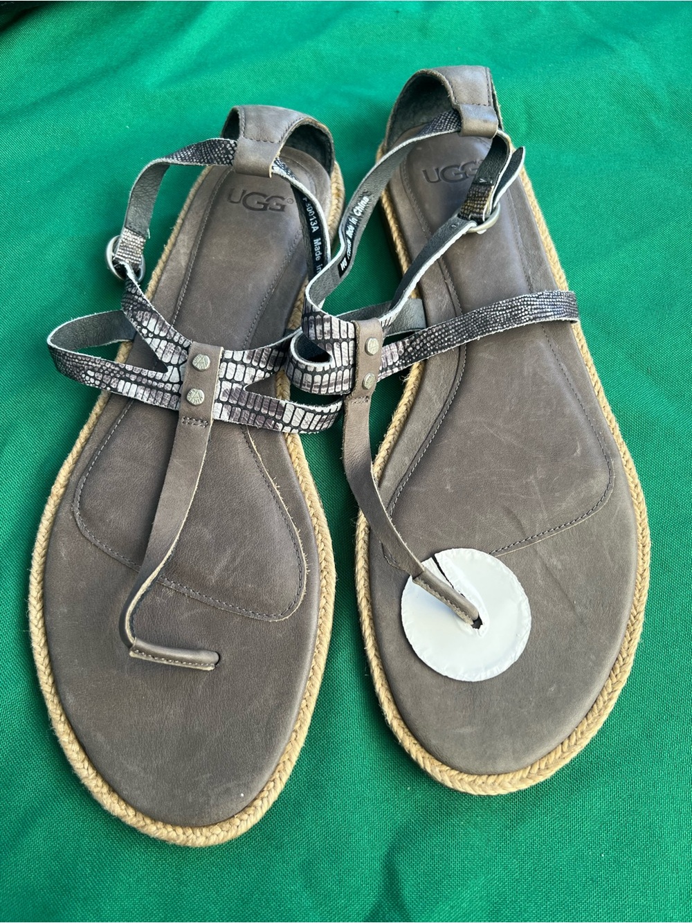 UGG  Leather Rope-Trim Thong Sandals